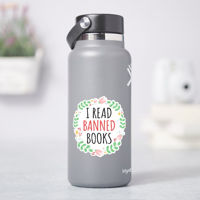 Jag läser Bannad Bokar-notering Klistermärken (HydroFlask)