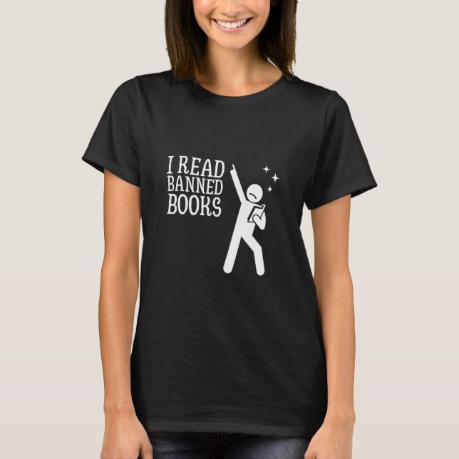 Jag läser Bannad Bokar Reader Bookworm 4 T Shirt (Framsida)