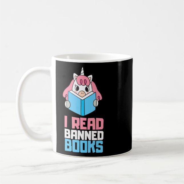 Jag läser Bannad Bokar Reader Bookworm Kaffemugg (Vänster)