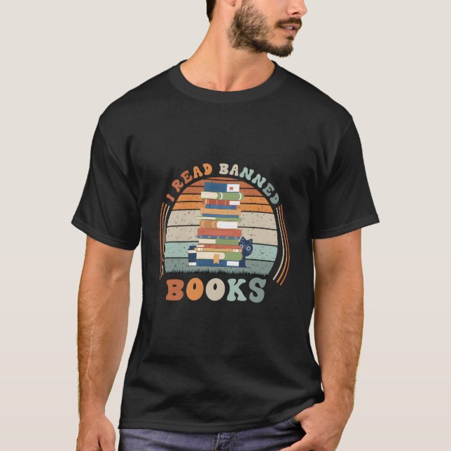 Jag läser Bannad Bokar Reader Bookworm T Shirt (Framsida)