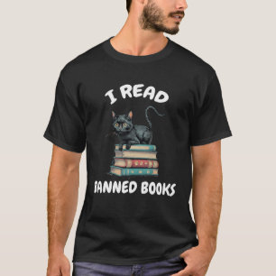 Jag läser Bannad Bokar Shirt Black Cat Reader Book T