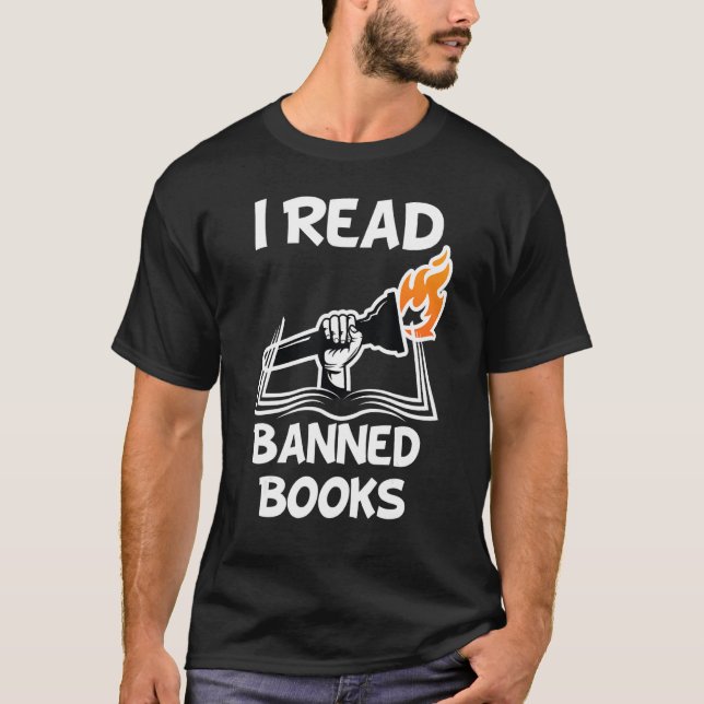 Jag läser Bannade Bokar Avid Readers Bibliophile B T Shirt (Framsida)