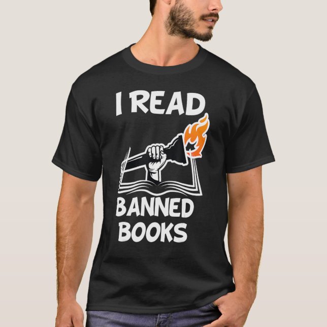 Jag läser Bannade Bokar Avid Readers Bibliophile B T Shirt (Framsida)