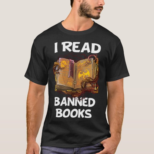 Jag läser Bannade Bokar Avid Readers Bibliophile B T Shirt (Framsida)
