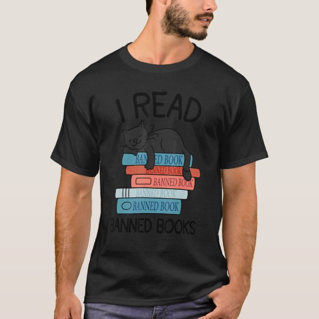 Jag läser Banngarin Bokar Black Cat Reader Librari T Shirt (Framsida)
