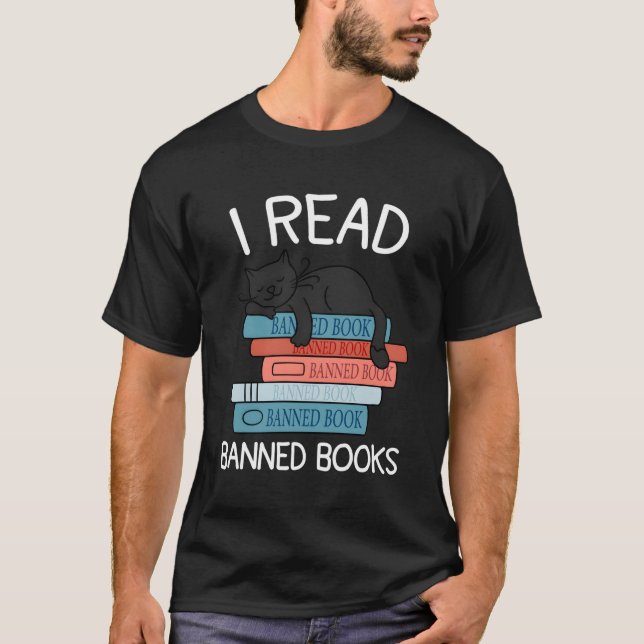 Jag läser Banngarin Bokar Black Cat Reader Librari T Shirt (Framsida)