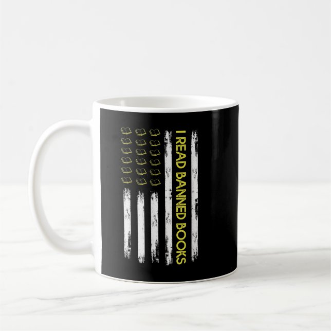 Jag läser Banngarin Bokar Retro USA flagga Reading Kaffemugg (Vänster)