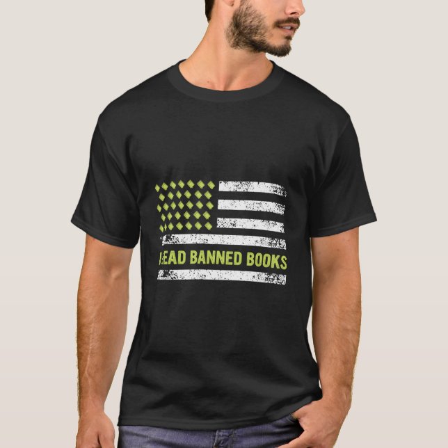 Jag läser Banngarin Bokar Retro USA flagga Reading T Shirt (Framsida)