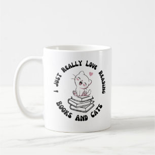Jag läser bara Bokar och katter i Kärlek Kaffemugg