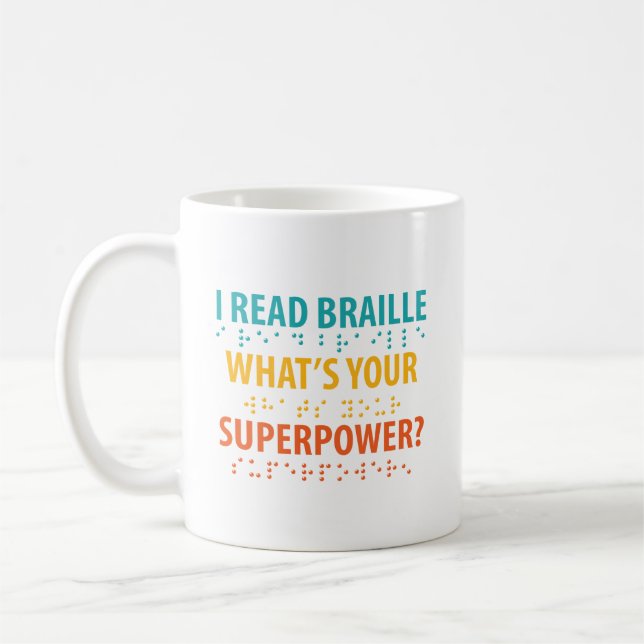 Jag läser blindskrift - vad är din supermakt? kaffemugg (Vänster)