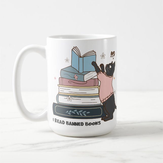 Jag läser Bokar förbjuden - Bok Älskare Kaffemugg (Vänster)