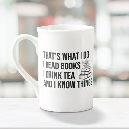 Jag läser Bokar I Drink Tea och jag vet Sak Bookis Benporslin Mugg