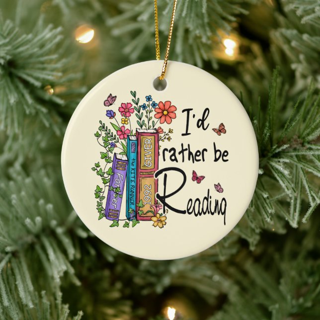 Jag läser hellre julgransprydnad keramik (Träd)