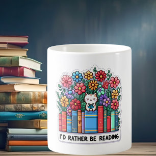 Jag läser hellre kattkaffe Mugg