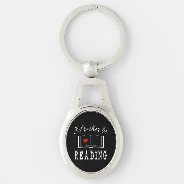 Jag läser hellre ovalt silverfärgad nyckelring (Framsidan)