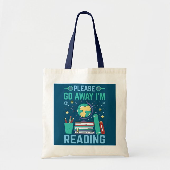 Jag läser lustigt bokmaskar Bibliotek Tygkasse (Framsidan)