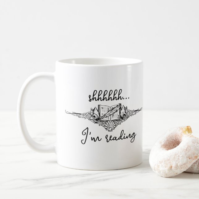 Jag läser öppet Bok med Seashells Kaffemugg (Med munk)