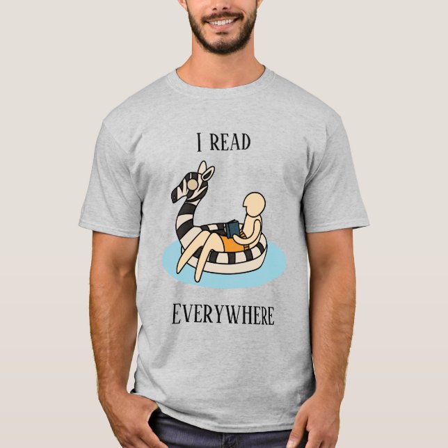 Jag läser överallt manlig version t shirt (Framsida)