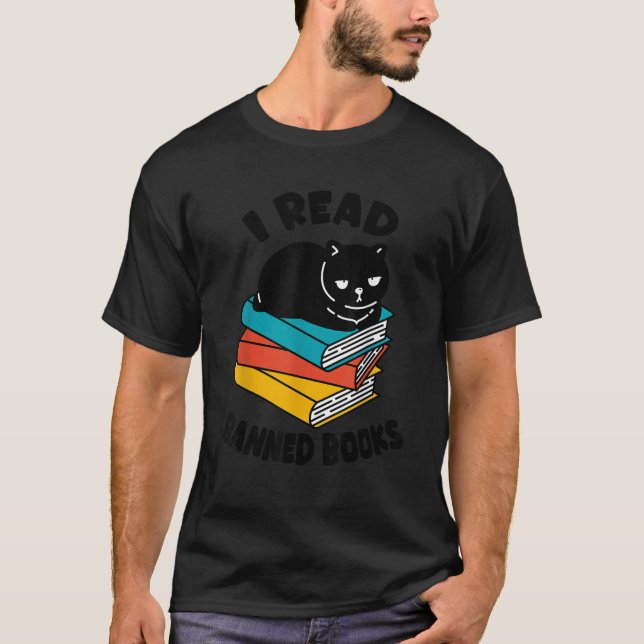 Jag läste Bannad Bokar Black Cat Reader Bookworm W T Shirt (Framsida)