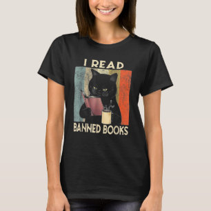 Jag läste Bannad Bokar Black Cat Reader Bookworm W T Shirt