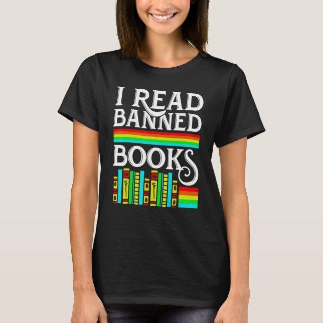 Jag läste Bannad Bokar, läsa Bibliotek 3 T Shirt (Framsida)
