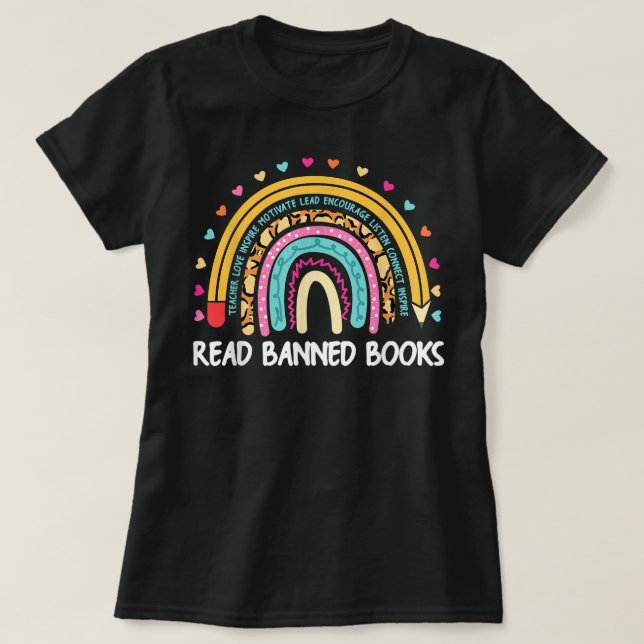 Jag läste Bannad Bokar t Reading Bookworm T Shirt (Design framsida)