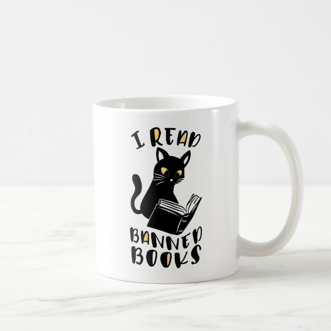 Jag läste bokar Cat som förbjudits Kaffemugg (Höger)