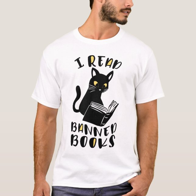 Jag läste bokar Cat som förbjudits T Shirt (Framsida)