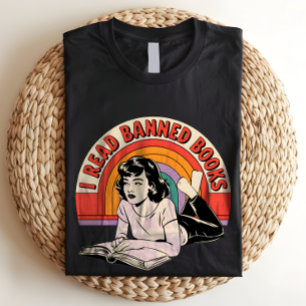 Jag läste Bokar Retro Bookworm Girl förbjuden T Shirt