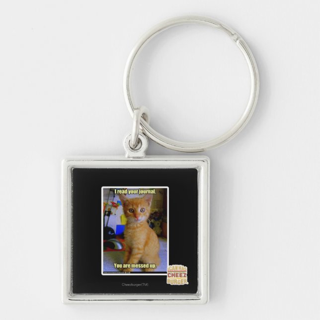 Jag läste din journal fyrkantig silverfärgad nyckelring (Framsidan)