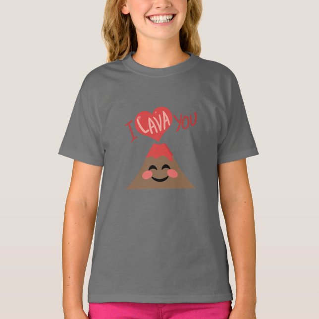 Jag Lava du Volcano Heart Sweet Pun Shirt Tee (Framsida)