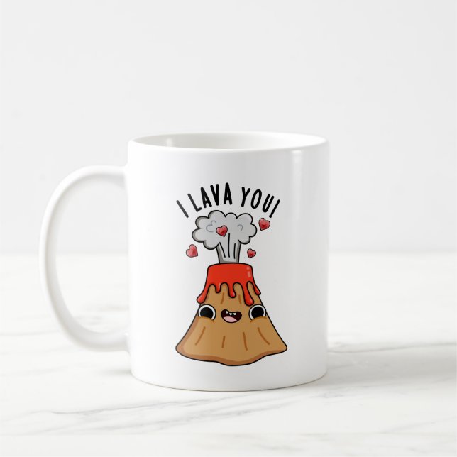 Jag Lava You Funny Volcano Pun Kaffemugg (Vänster)