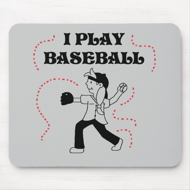 Jag leker BaseballflickaTshirts och gåvor Musmatta (Framsidan)