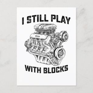 Jag leker fortfarande med block Bilmekaniker Inbjudan Vykort
