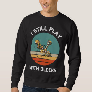 Jag leker fortfarande med block - Lustigt Pappa-gi Lång Ärmad Tröja
