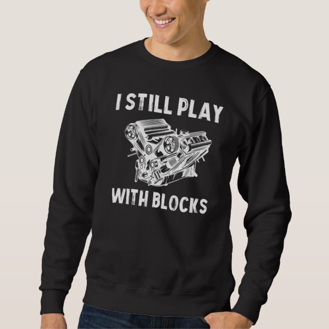 Jag leker fortfarande med block, underbart bilunde lång ärmad tröja (Framsida)
