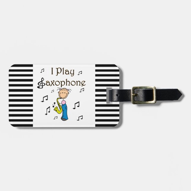 Jag leker saxofonstick figurT-tröja och gåvor Bagagebricka (Horisontell Framsida)