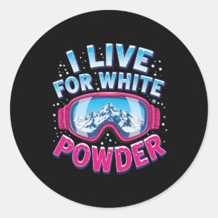 Jag lever för att vitpulver snowboard coola snowbo runt klistermärke
