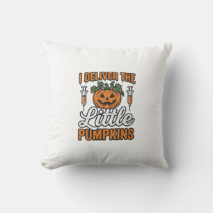Jag levererar de små pumporna Halloween-sjuksköter Kudde