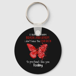 Jag lider av Brain Aneurysm Awareness Butterfly B Nyckelring