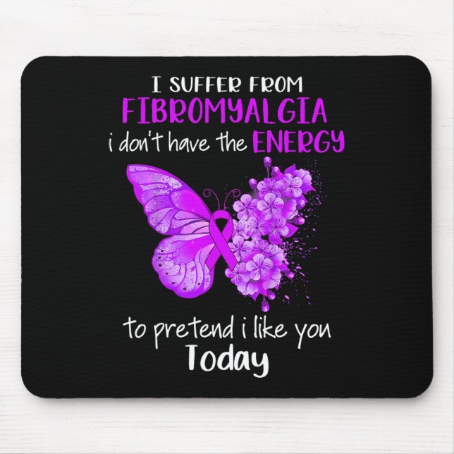 Jag lider av fibromyalgia Awareness Butterfly Pur Musmatta (Framsidan)