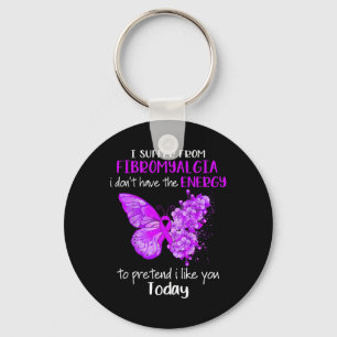 Jag lider av fibromyalgia Awareness Butterfly Pur Nyckelring