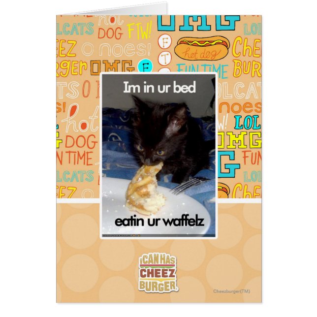 Jag ligger i sängen hälsningskort (Framsidan)