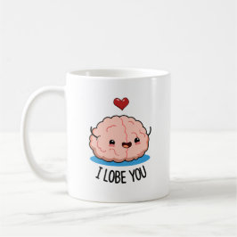 Jag Lobe dig Funny Brain Pun Kaffemugg