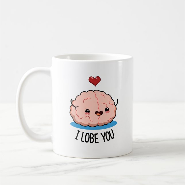 Jag Lobe dig Funny Brain Pun Kaffemugg (Vänster)