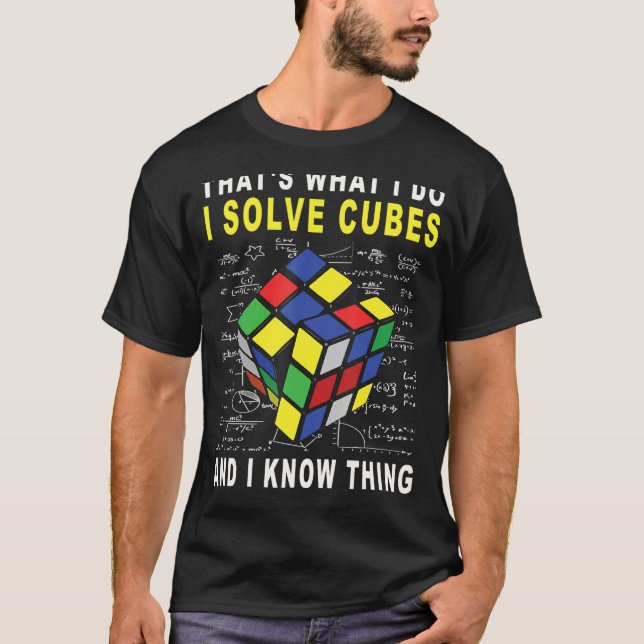 Jag löser kuber och känner sak, Puzzle Speed Cubi T Shirt (Framsida)