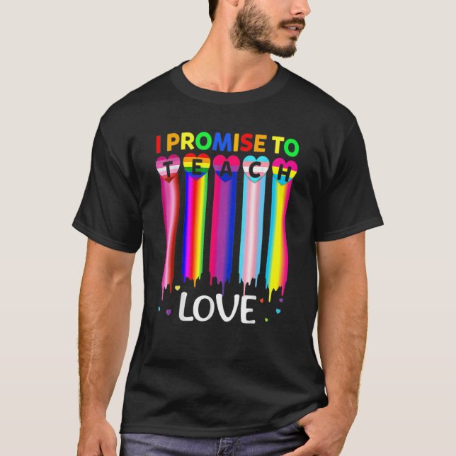 Jag lovar att läsa Kärlek Proud Ally Teacher Lgbt  T Shirt (Framsida)