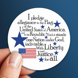 Jag lovar att vara lojal mot flagga i Förenta stat Runt Klistermärke