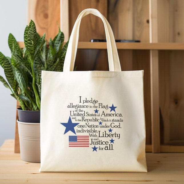 Jag lovar att vara lojal mot flagga i Förenta stat Tygkasse (Custom Canvas Tote Bag)
