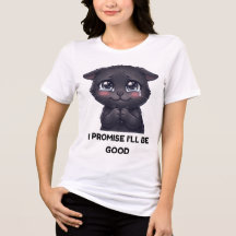 Jag lovar att vara snäll Söt gråtande svart katt